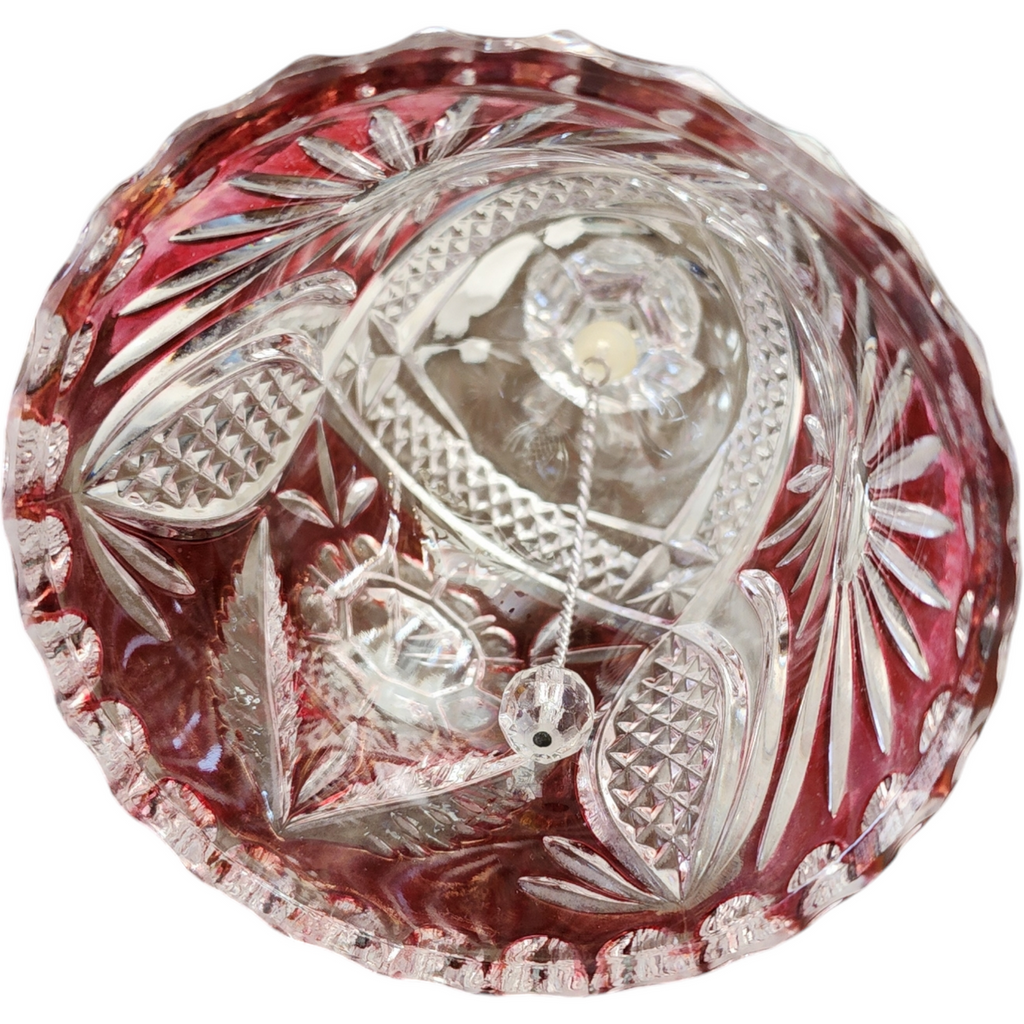 Czech Republic Ruby Red Cut to Clear Crystal Bell