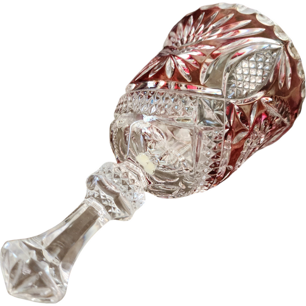 Czech Republic Ruby Red Cut to Clear Crystal Bell