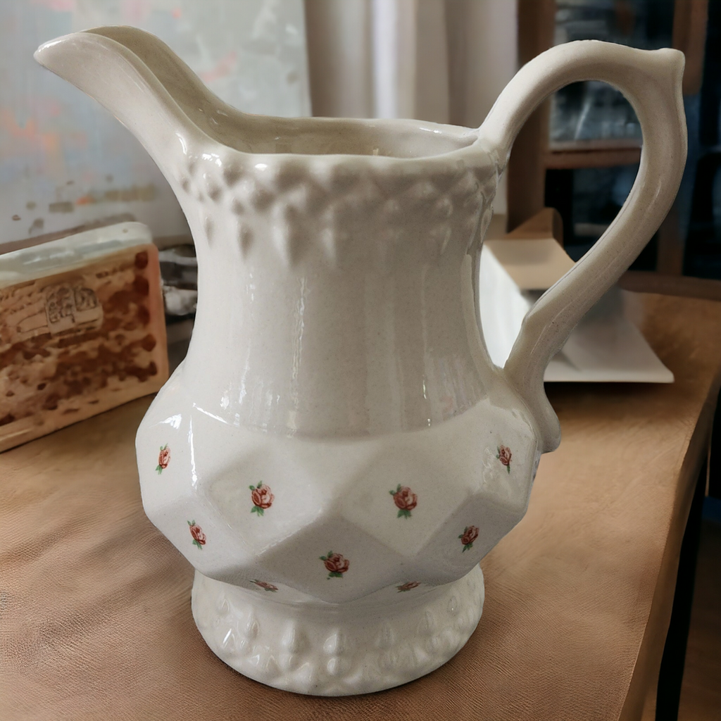 Vintage Small Pitcher Rose Cottage Patterned Pitcher