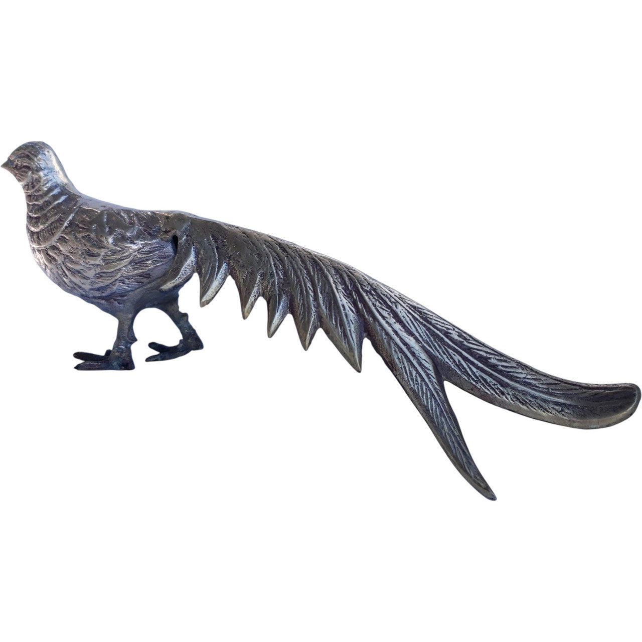 Vintage Solid Brass Pheasant Figurine – Mid-Century Decorative Bird Sculpture – Long Tail Brass Bird Statue – Farmhouse & Rustic Décor