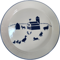 Vintage Spectrum USA Farmhouse Barnyard Plate Blue & White Country Animals Dinnerware 12"