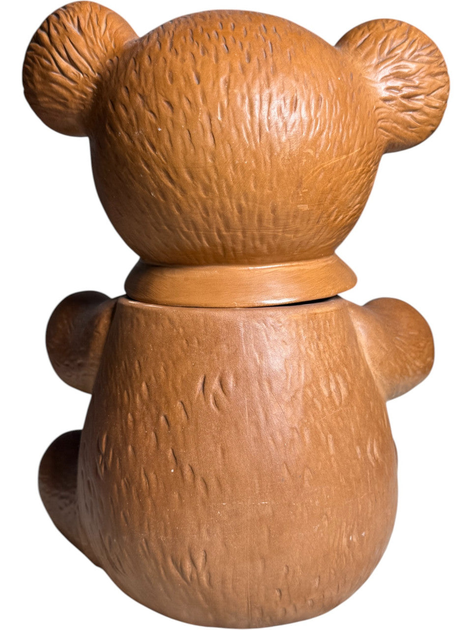 Vintage Twin Winton Teddy Bear Cookie Jar USA Mid Century Pottery, Brown Bear with Pink Paws & Blue Bow Collectible Ceramic Kitchenware