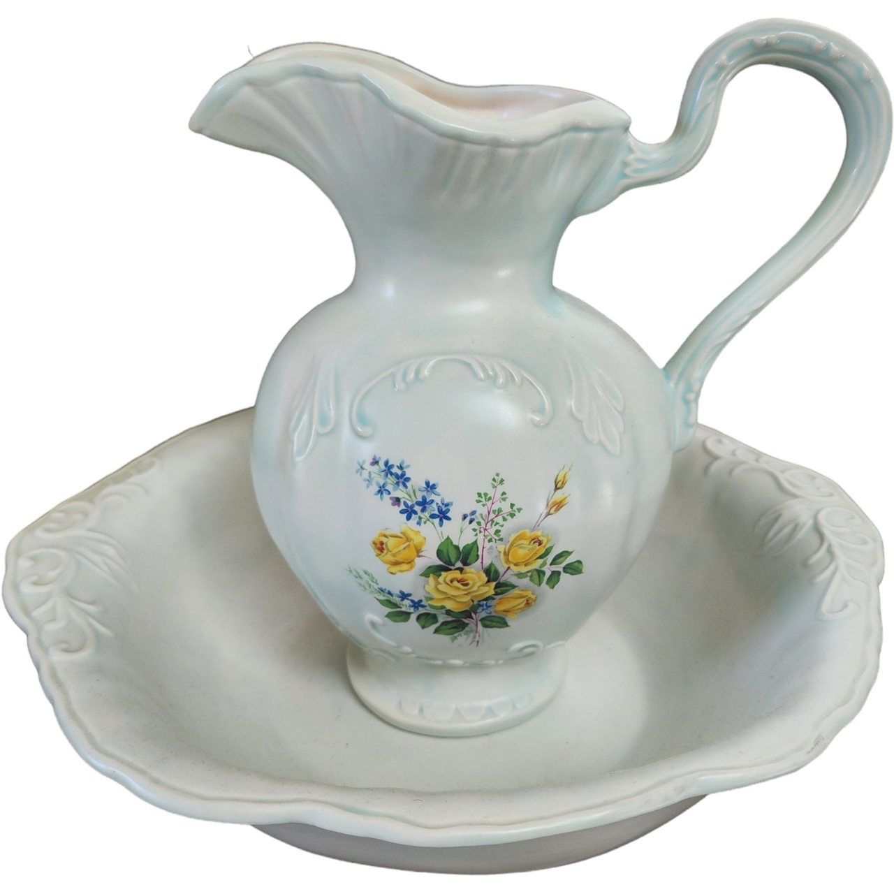 Vintage Victorian Style Porcelain Pitcher & Wash Basin