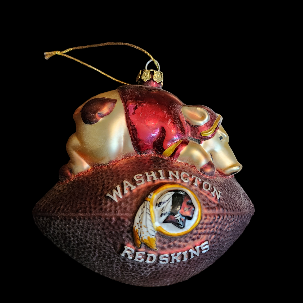 Vintage Washington Redskins Holiday Blown Glass Christmas Tree Ornament