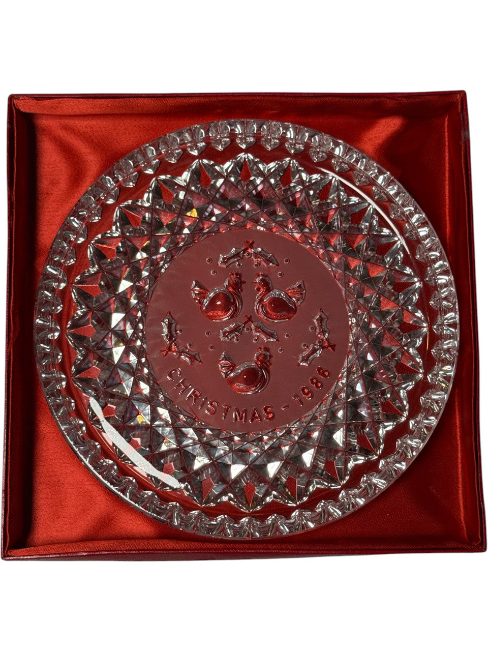 Vintage Waterford Crystal 3 French Hens Christmas Plate 1986 Twelve Days of Christmas Series No Box