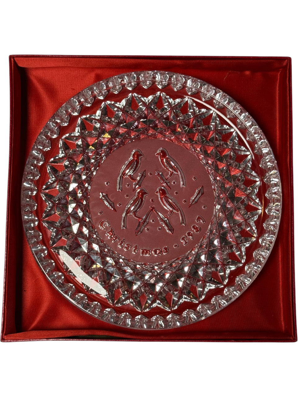 Vintage Waterford Crystal 4 Calling Birds Christmas Plate 1987 Twelve Days of Christmas Series No Box