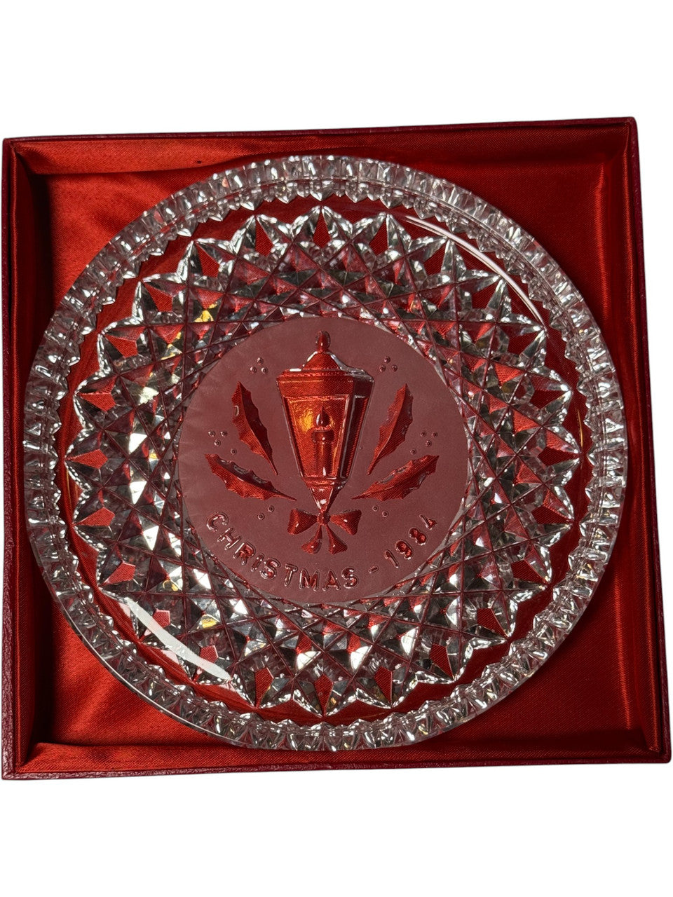 Vintage Waterford Crystal Holly Lamp Christmas Plate 1984Twelve Days of Christmas Series No Box