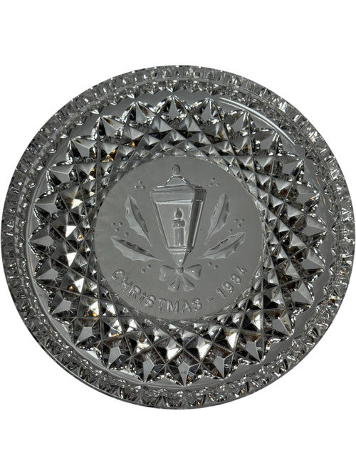 Vintage Waterford Crystal Holly Lamp Christmas Plate 1984 Twelve Days of Christmas Series No Box