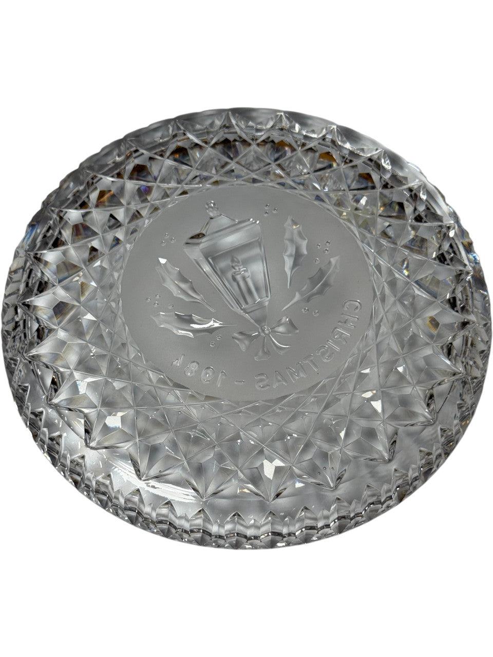 Vintage Waterford Crystal Holly Lamp Christmas Plate 1984Twelve Days of Christmas Series No Box