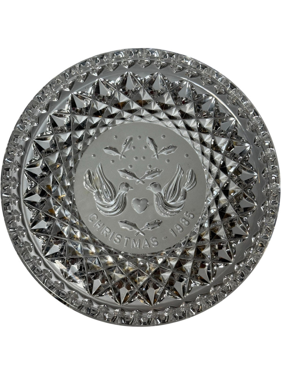 Vintage Waterford Crystal “Two Turtle Doves” Christmas Plate – 1985 – Twelve Days of Christmas Series