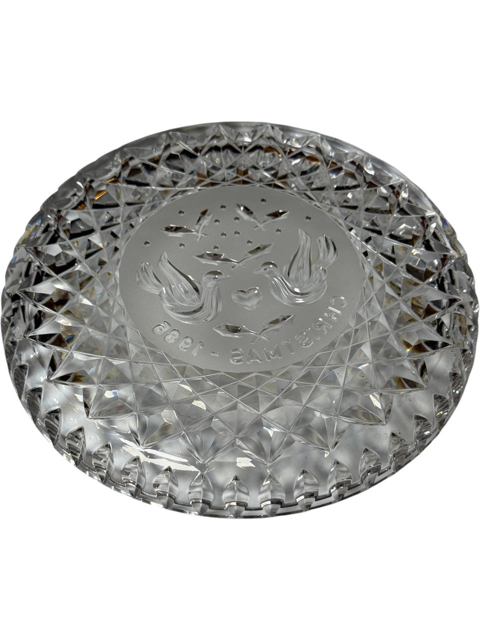 Vintage Waterford Crystal “Two Turtle Doves” Christmas Plate – 1985 – Twelve Days of Christmas Series