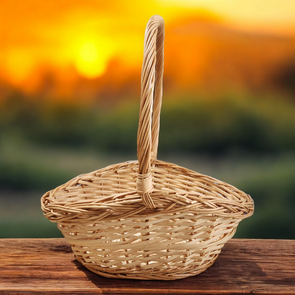 13" Wicker Rattan Basket Farmhouse Home Decor Storage Primitive