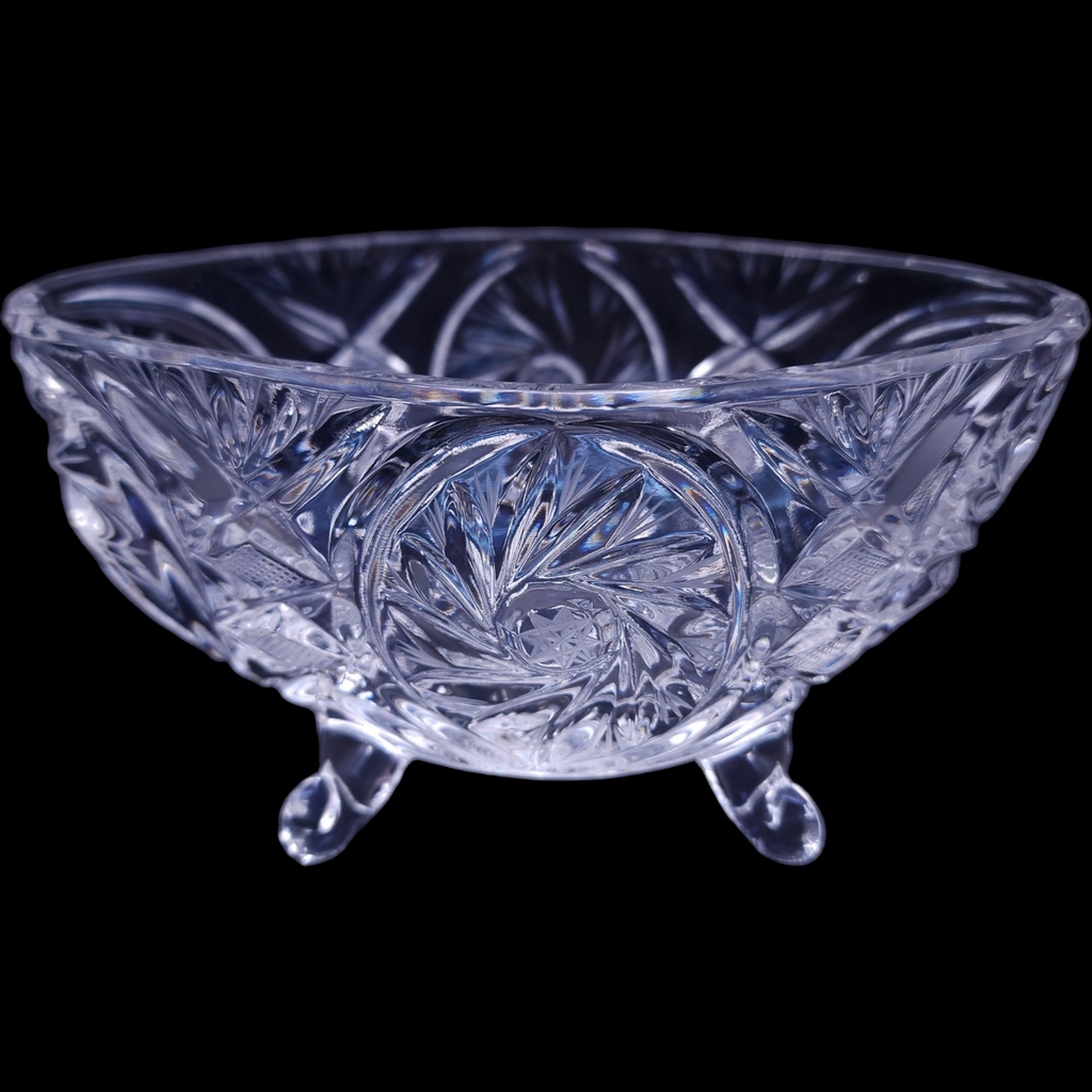 Violetta Hand Cut 24% Lead Crystal Heavy Weight Footed Oval Bowl