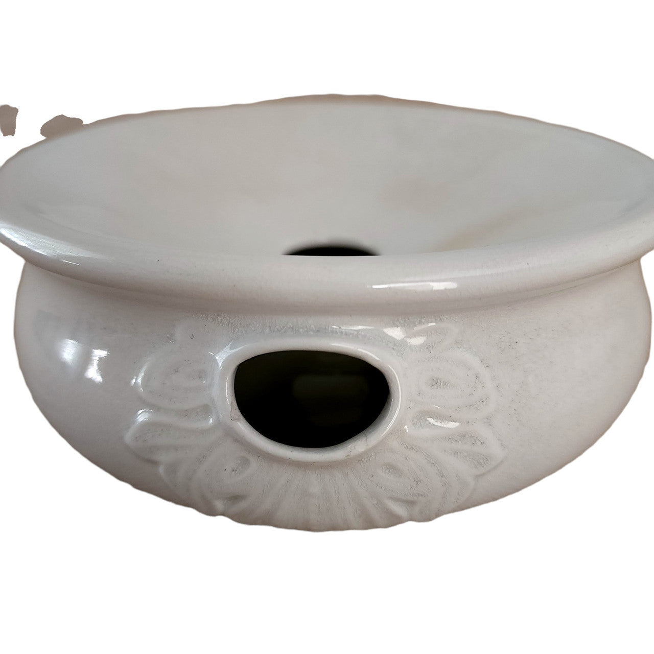 W.Y.S. White Iron Stone China Spittoon Cuspidor