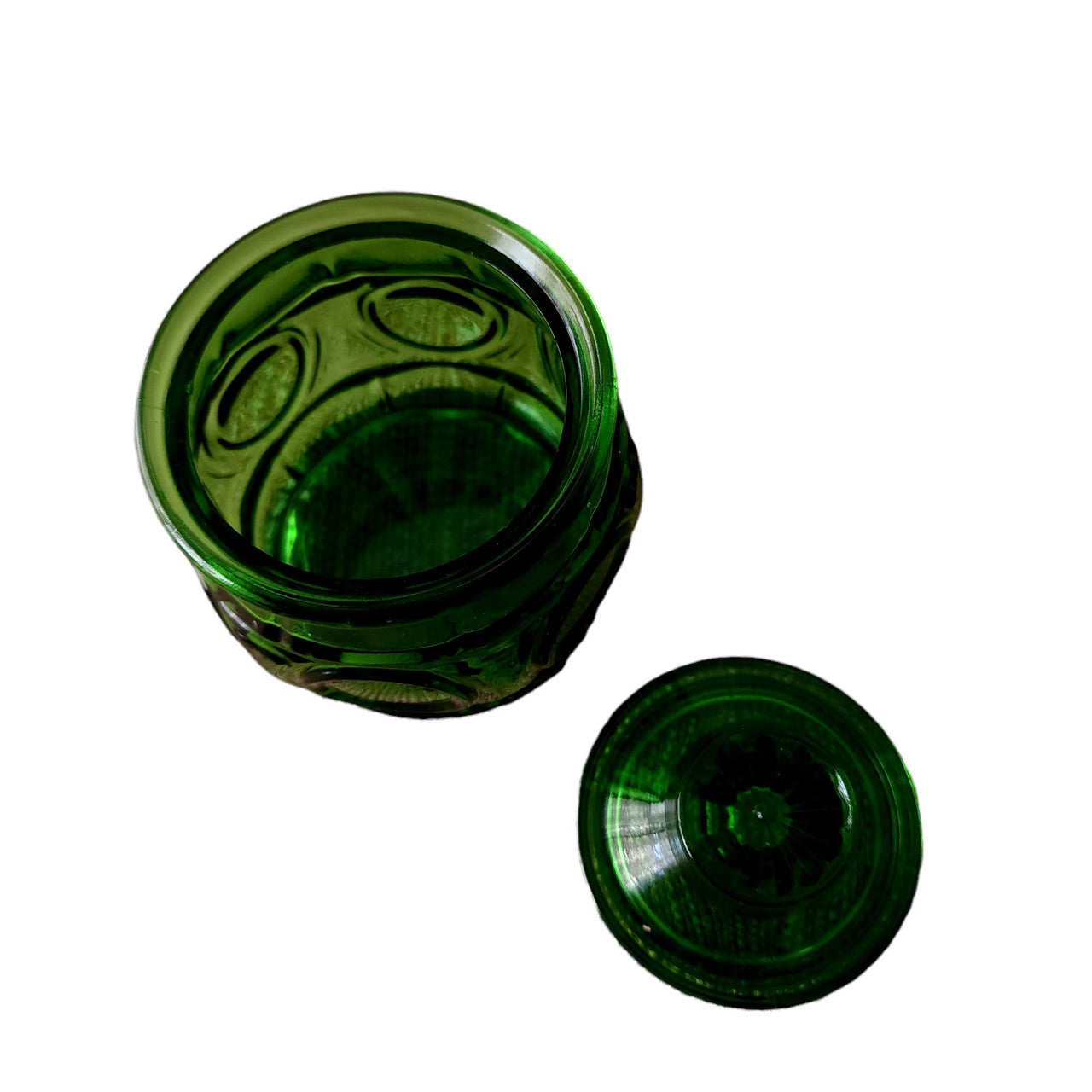 WHEATON Bullseye Green, Panels & Dots Sugar Bowl & Lid