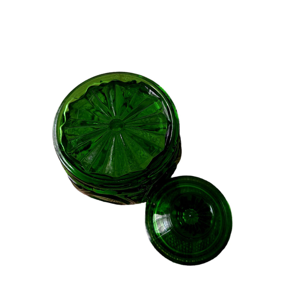 WHEATON Bullseye Green, Panels & Dots Sugar Bowl & Lid