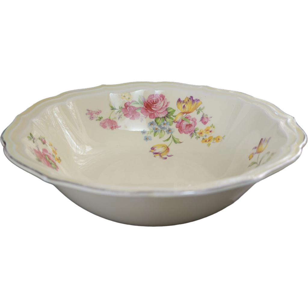 WS George Rainbow Pink Roses Yellow & Purple Tulips Round Vegetable Bowl
