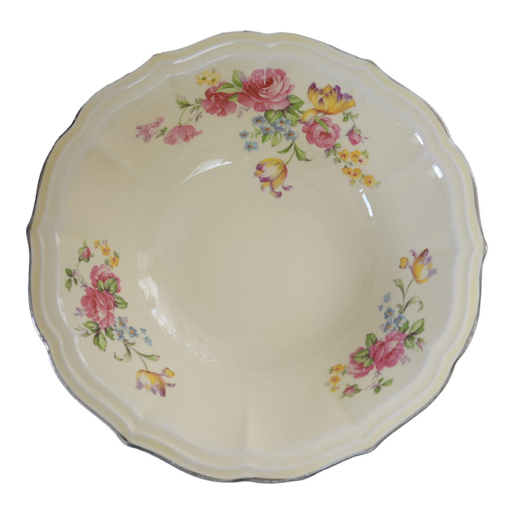 WS George Rainbow Pink Roses Yellow & Purple Tulips Round Vegetable Bowl