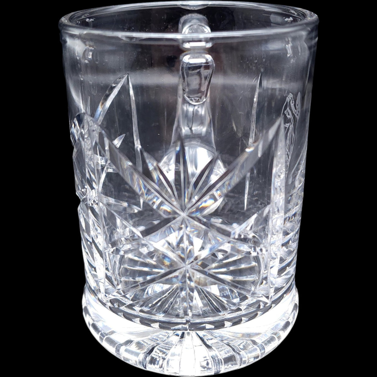 Tudor Crystal Etched Golfer Cut Crystal Glass Tankard Mug