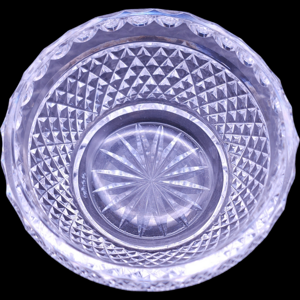 Waterford Crystal Colleen Short Stem Cut Panels & Cross Hatch Condiment Bowl