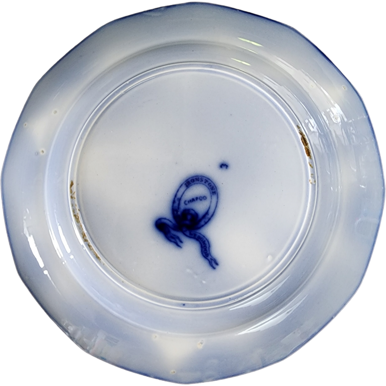 Wedgwood Chapoo 12 Sided Flow Blue Asian Scene Luncheon Plate