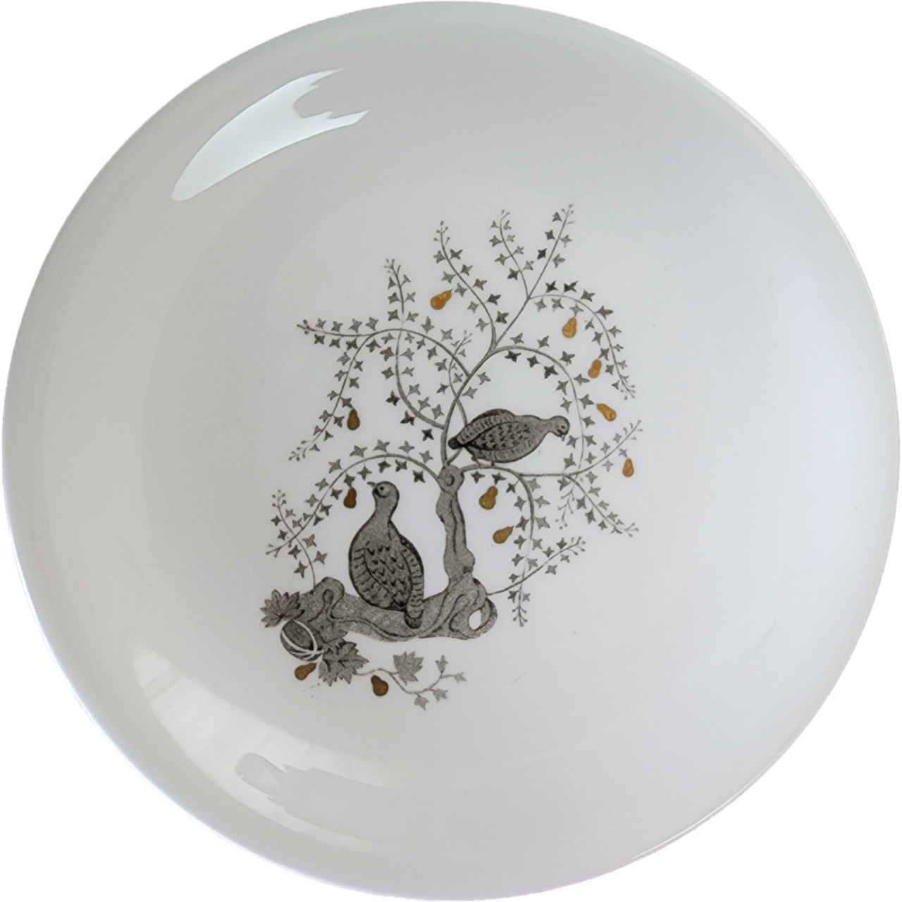 Wedgwood Partridge In A Pear Tree Gray Birds Gold Pears Bread & Butter Plate