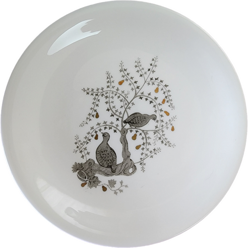Wedgwood Partridge In A Pear Tree Gray Birds Gold Pears Bread & Butter Plate