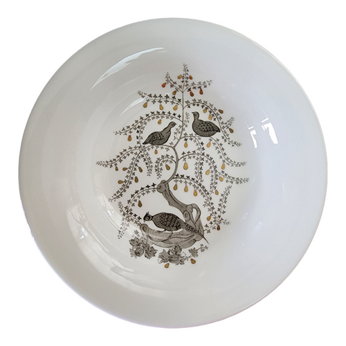 Wedgwood Partridge In A Pear Tree Gray Birds Gold Pears  Coupe Soup Bowl