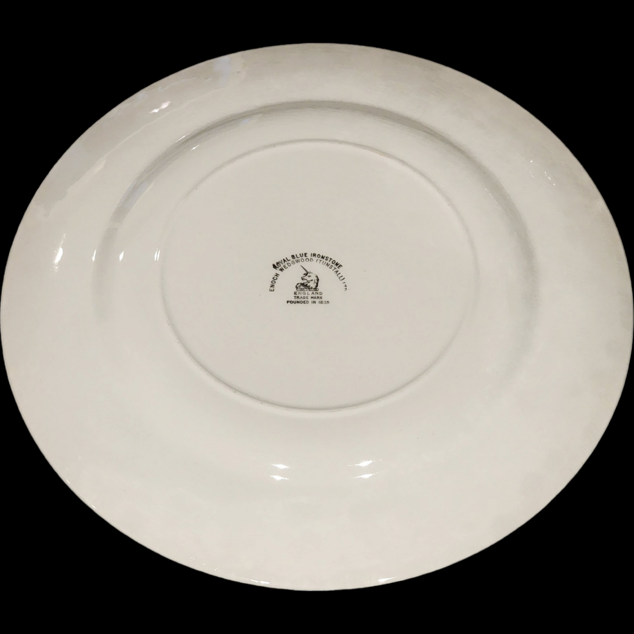 Wedgwood Royal Blue Floral Center Swirled Rim Dinner Plate Set of 6