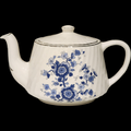 Wedgwood Royal Blue Floral Center Swirled Rim Royal Blue Teapot & Lid