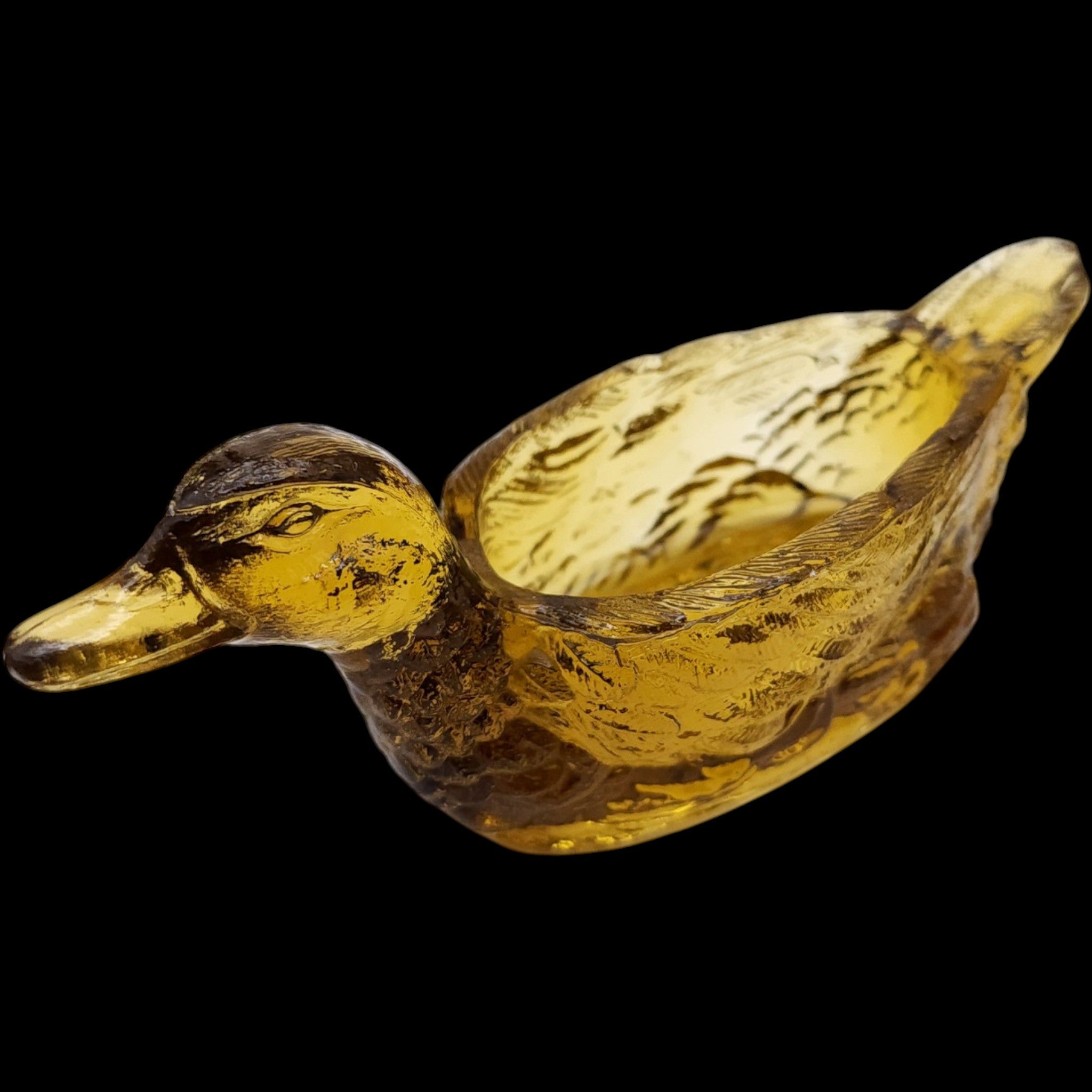 Westmoreland Amber Glass Duck Salt Dip Cellar Figural Dish