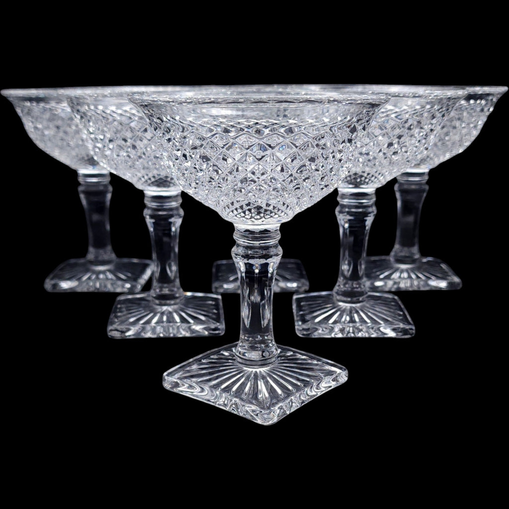 Westmoreland Clear Glass Champagne / Sherbet Glasses English Hobnail Set of 6