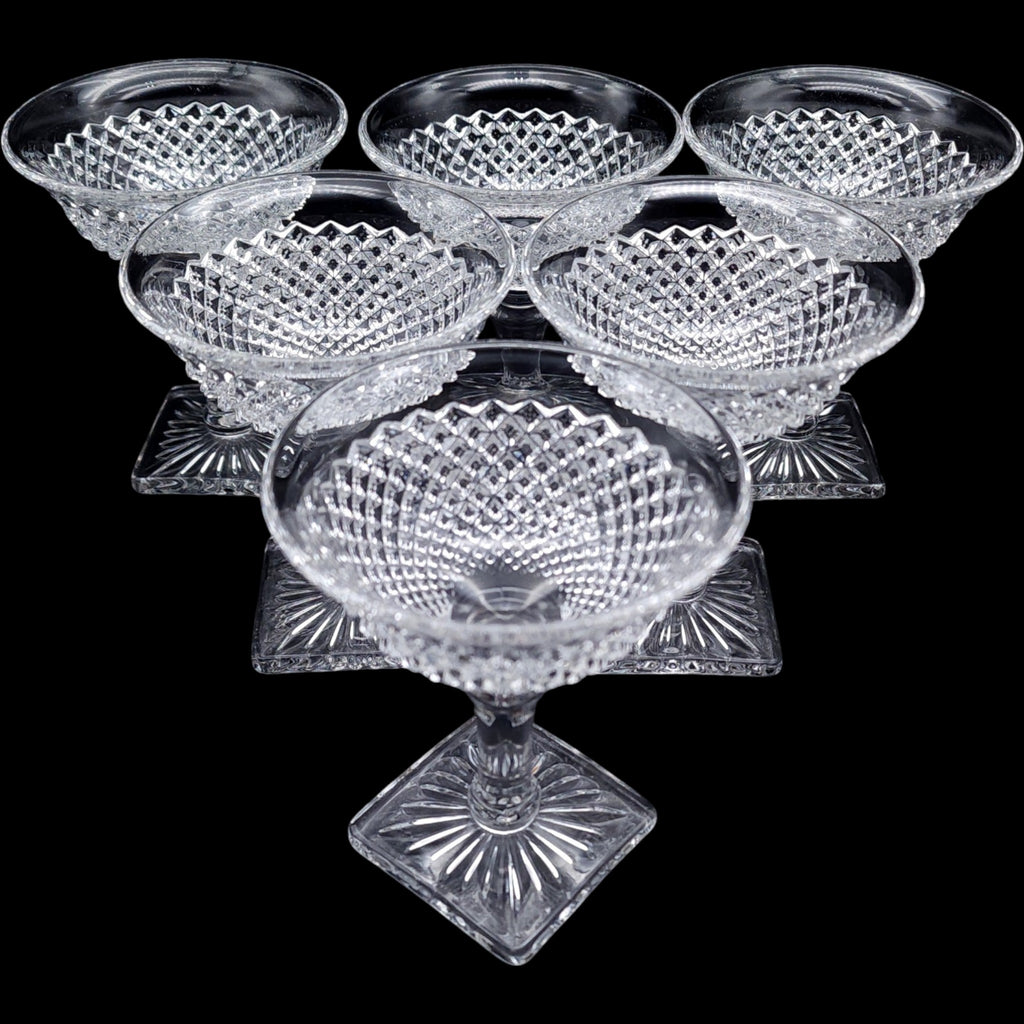 Westmoreland Clear Glass Champagne / Sherbet Glasses English Hobnail Set of 6