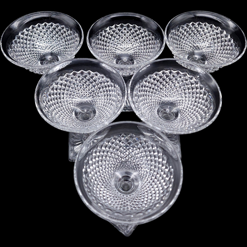 Westmoreland Clear Glass Champagne / Sherbet Glasses English Hobnail Set of 6