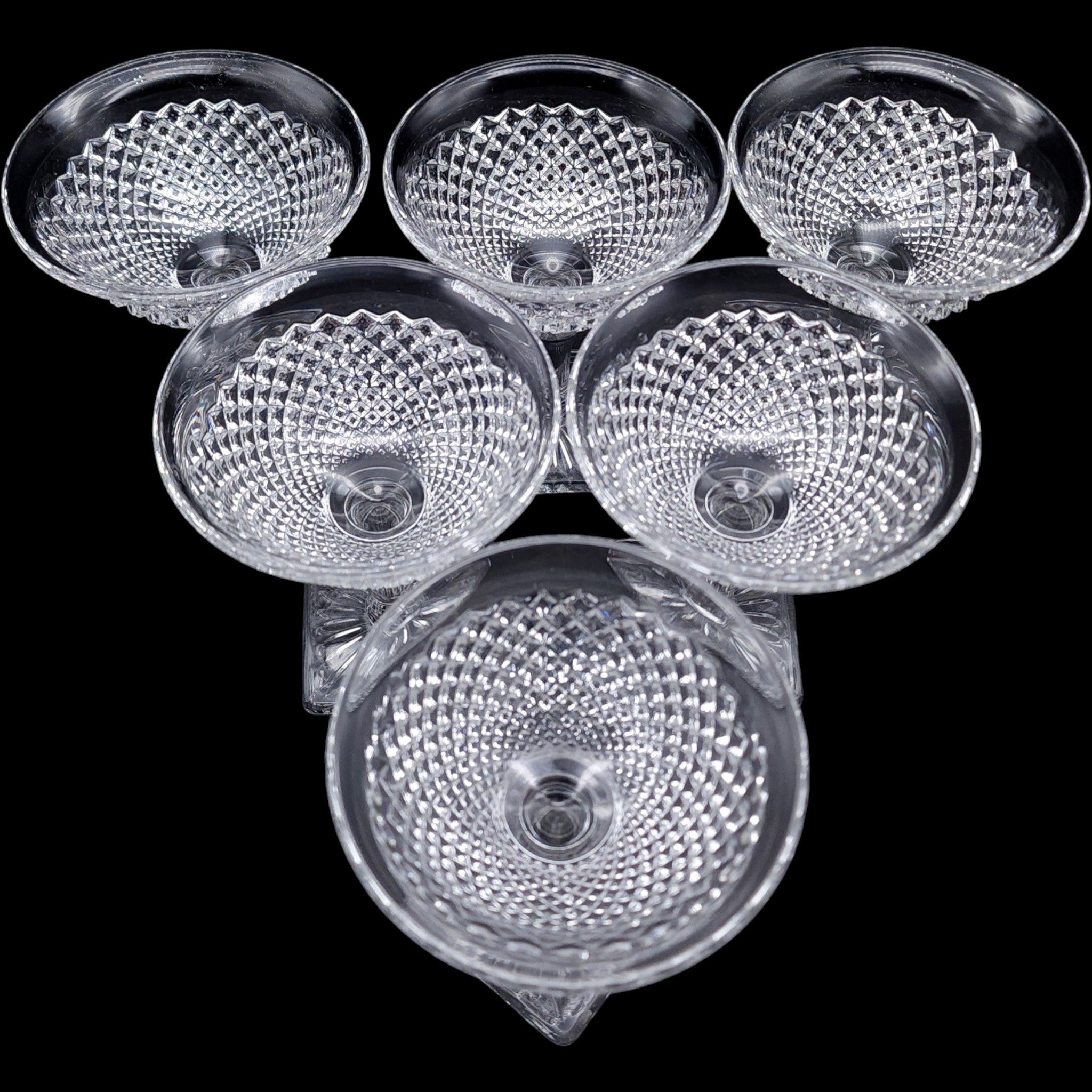 Westmoreland Clear Glass Champagne / Sherbet Glasses English Hobnail Set of 6