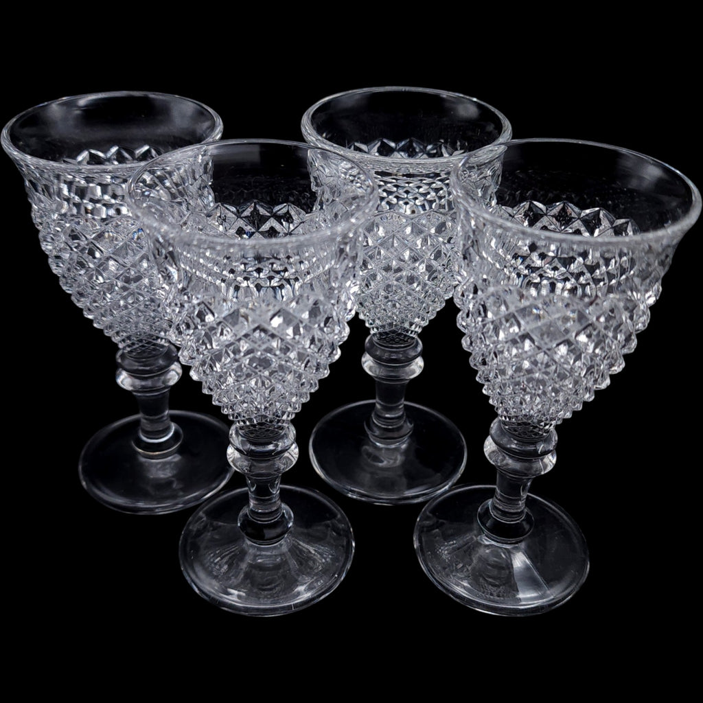 Westmoreland Clear Glass Cordial Glasses English Hobnail Set of 4