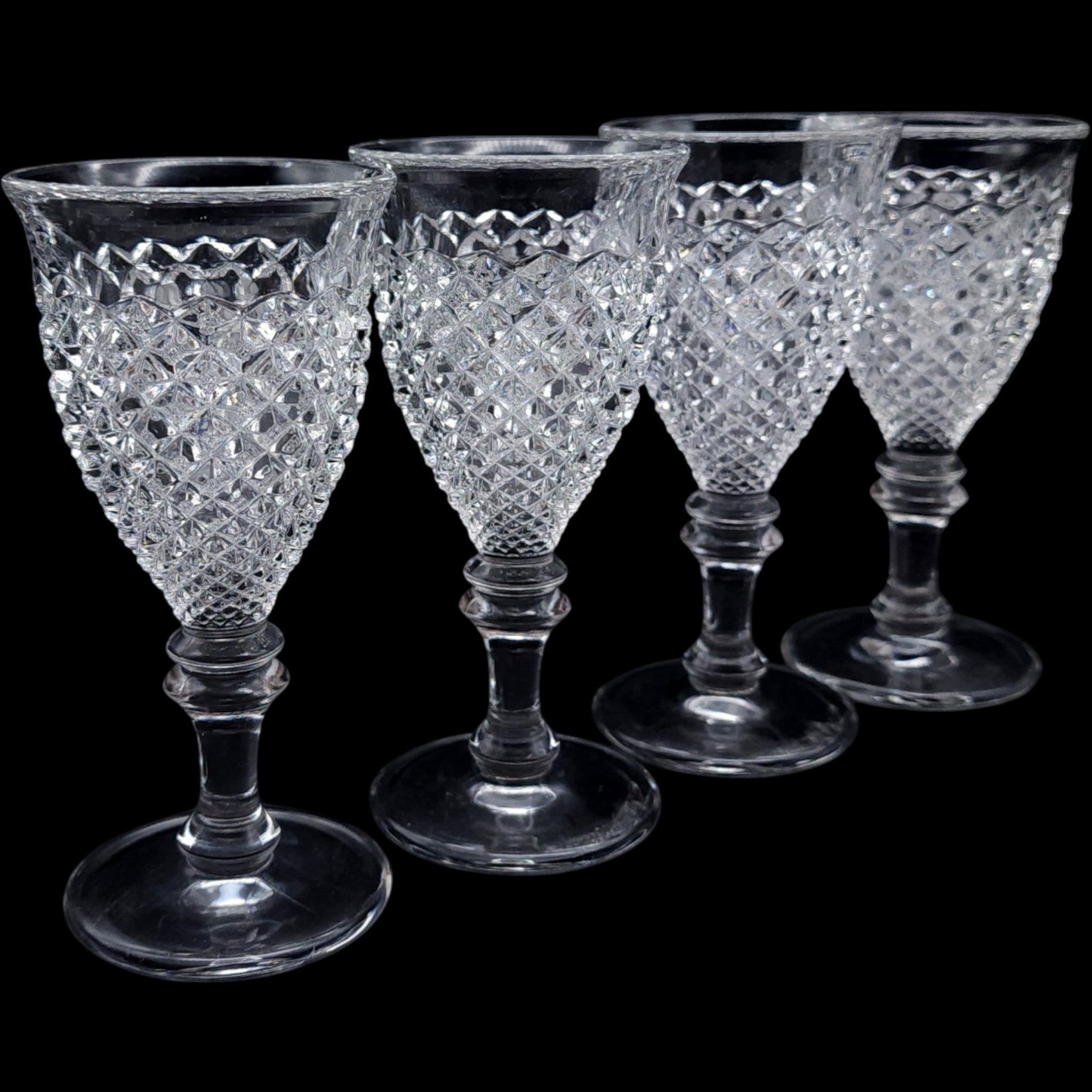 Westmoreland Clear Glass Cordial Glasses English Hobnail Set of 4