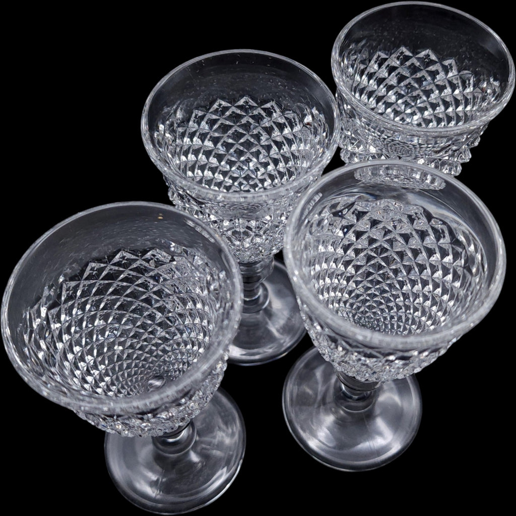 Westmoreland Clear Glass Cordial Glasses English Hobnail Set of 4