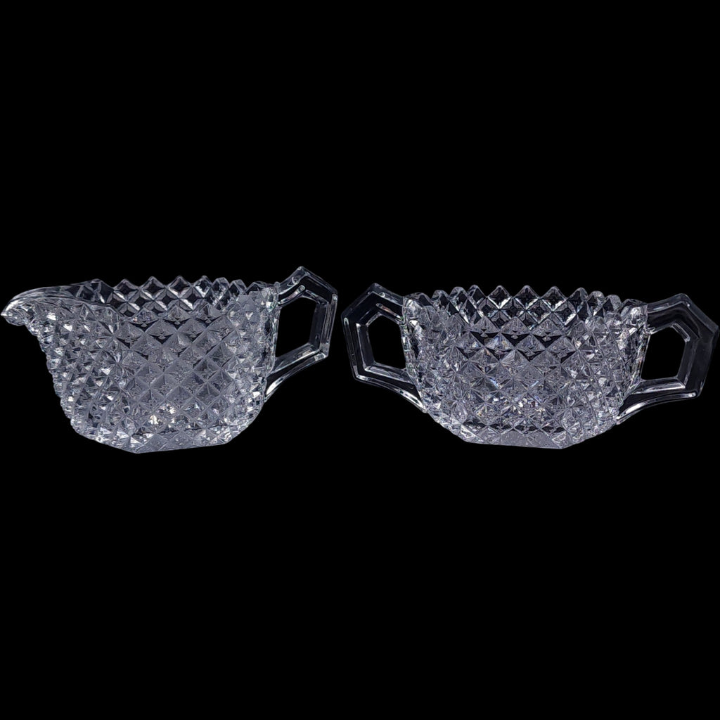 Westmoreland English Hobnail Clear Glass Creamer & Sugar Set
