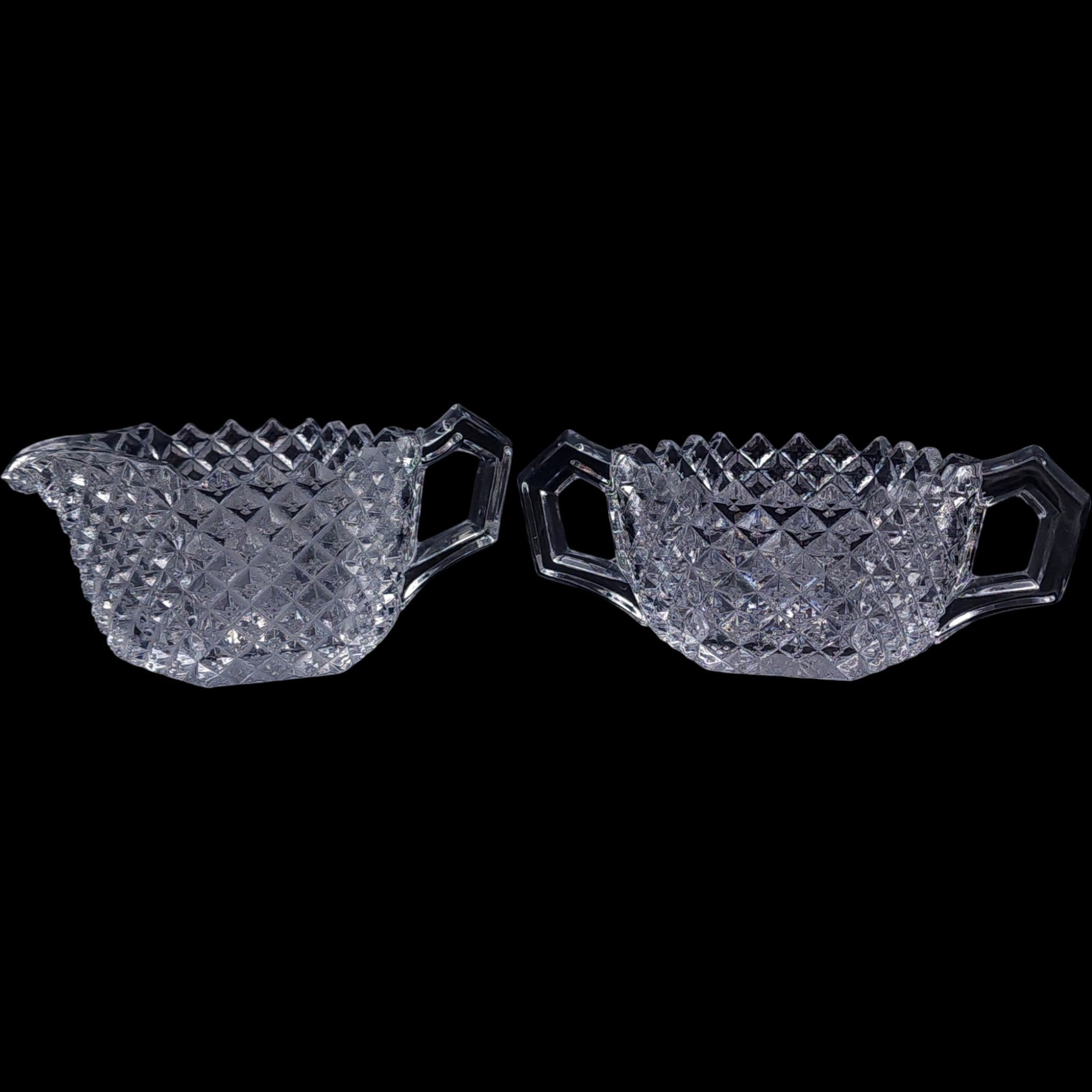 Westmoreland English Hobnail Clear Glass Creamer & Sugar Set