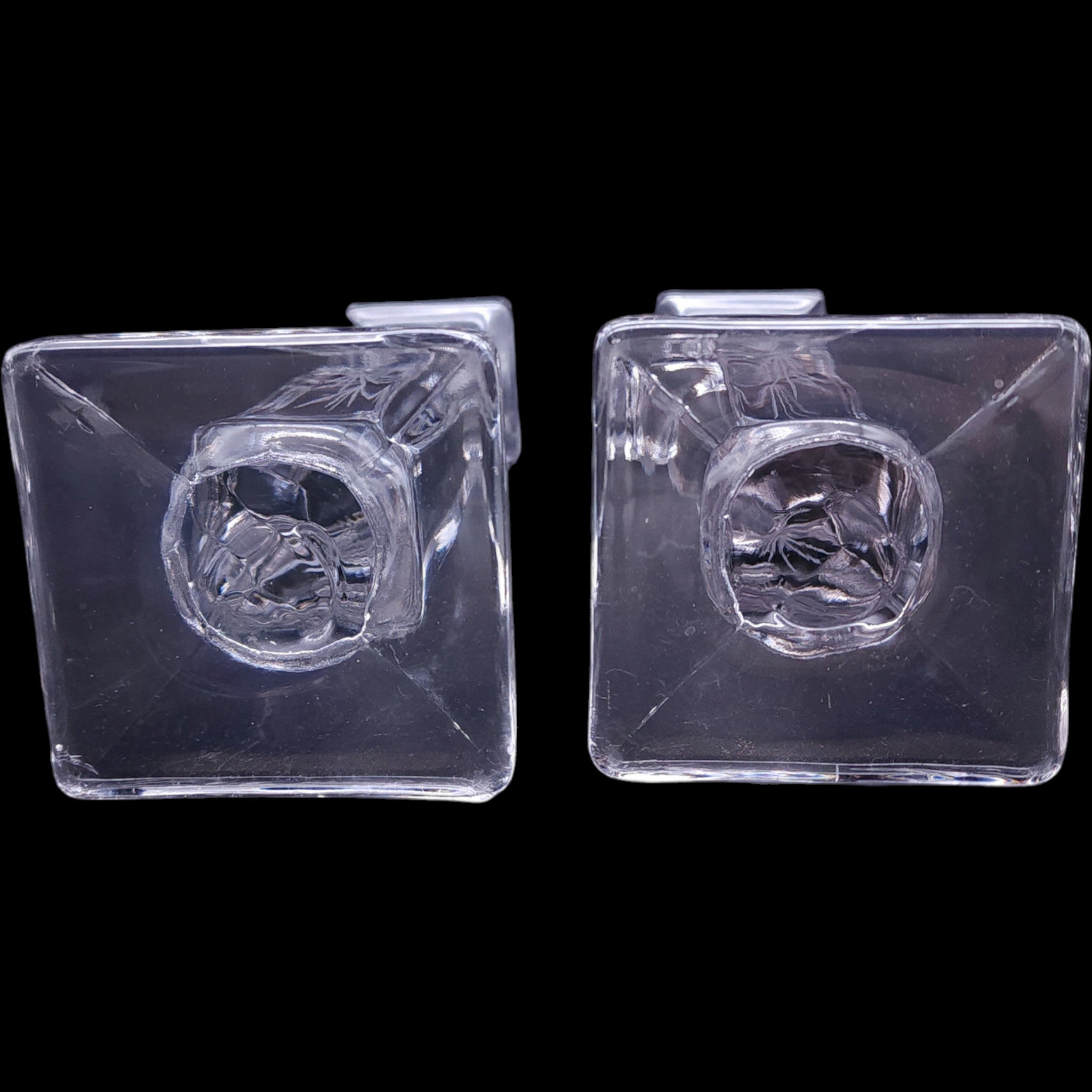 Vintage Westmoreland Clear Glass Starburst Candlestick Holders Pair