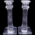 Vintage Westmoreland Clear Glass Starburst Candlestick Holders Pair