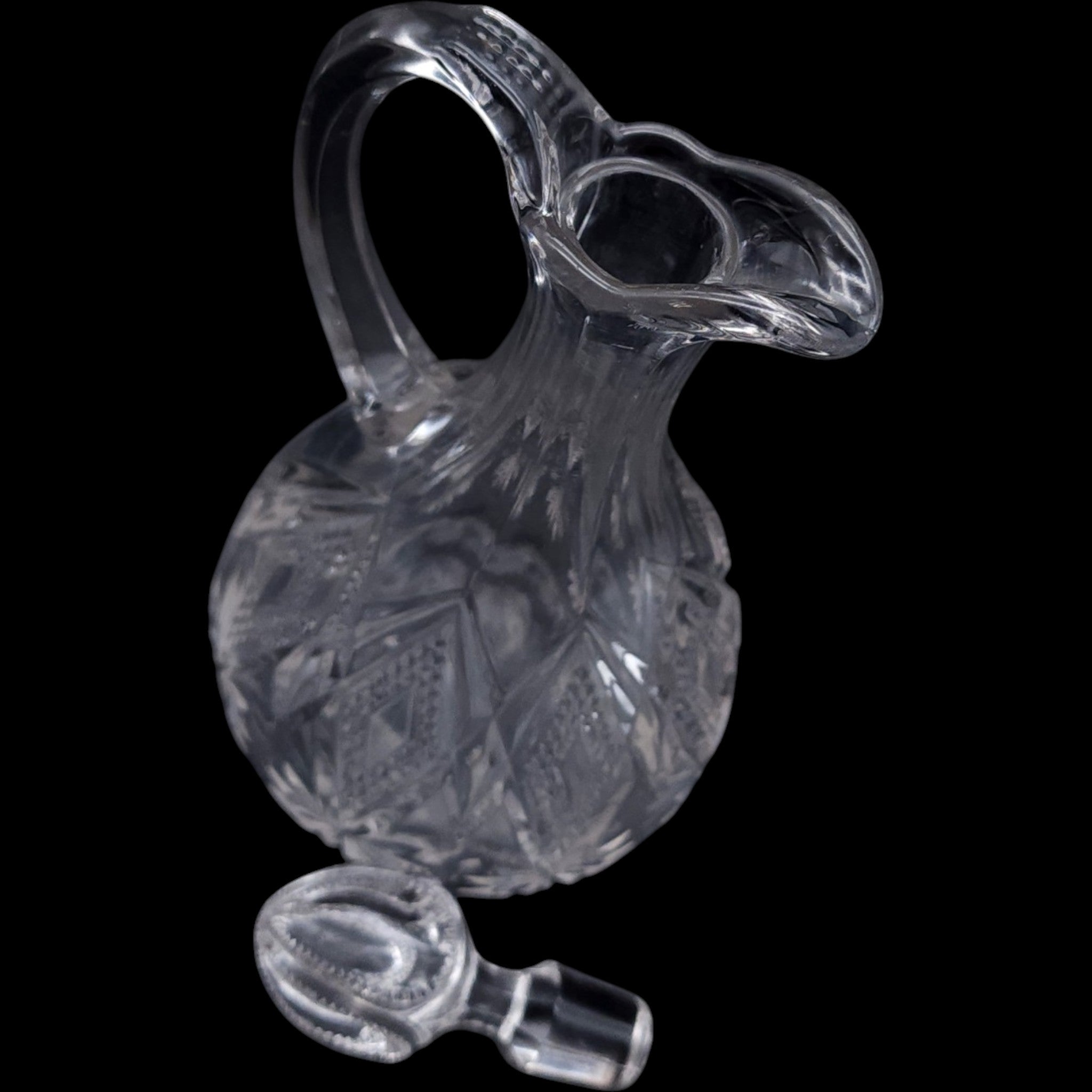 Westmoreland Sterling Blazing Star Pinwheel Clear Glass Cruet with Stopper