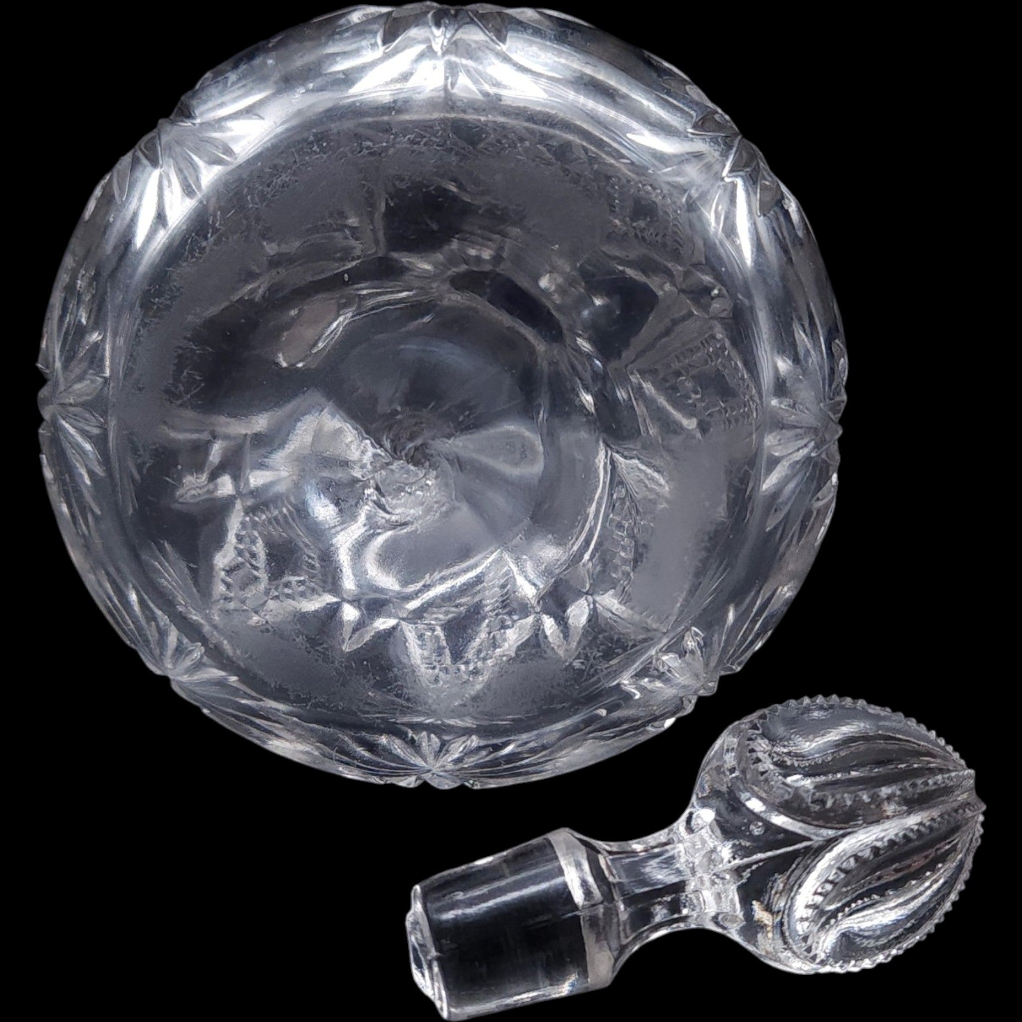 Westmoreland Sterling Blazing Star Pinwheel Clear Glass Cruet with Stopper