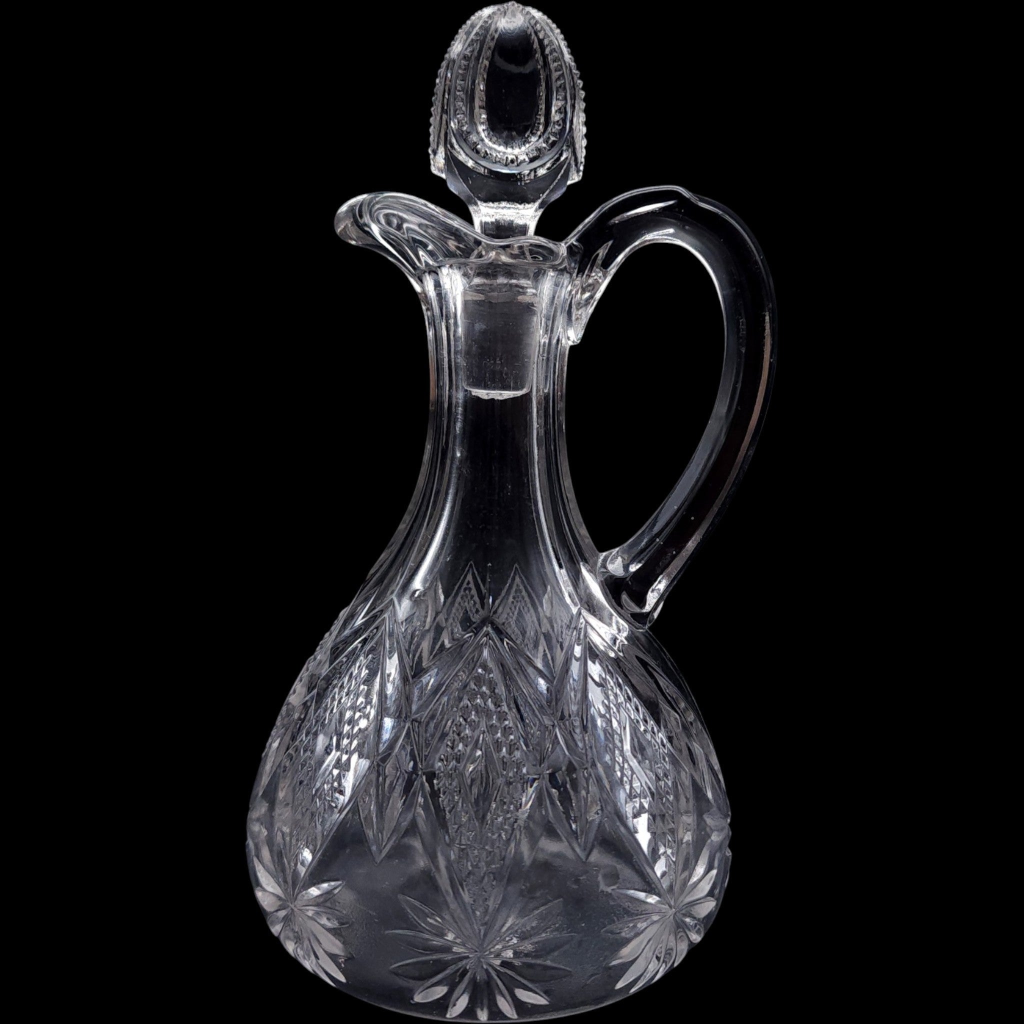 Westmoreland Sterling Blazing Star Pinwheel Clear Glass Cruet with Stopper