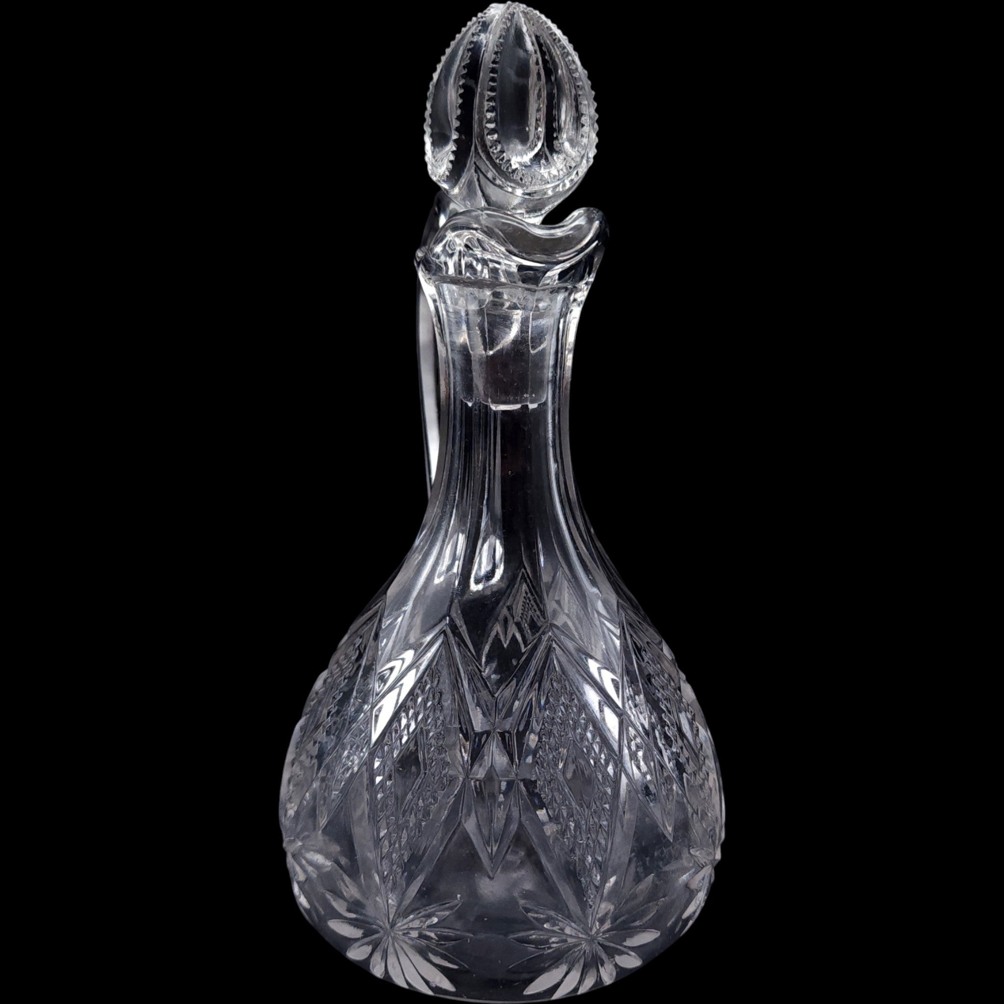 Westmoreland Sterling Blazing Star Pinwheel Clear Glass Cruet with Stopper