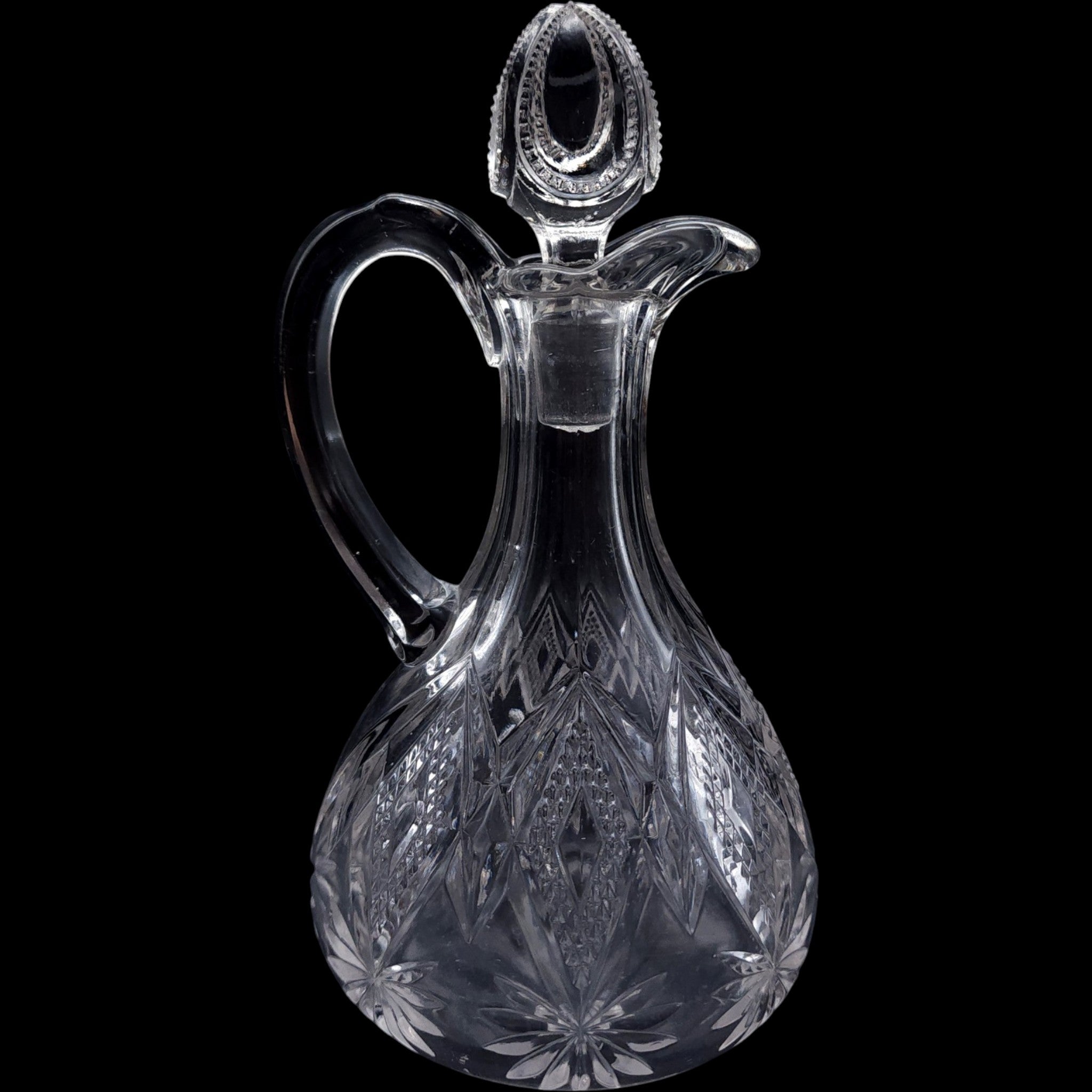 Westmoreland Sterling Blazing Star Pinwheel Clear Glass Cruet with Stopper