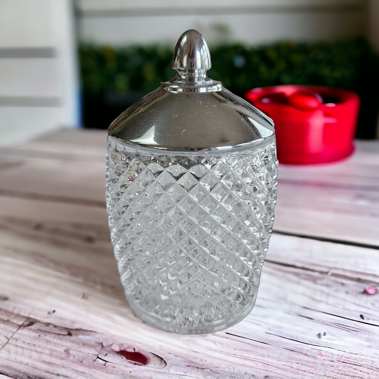 Westmoreland English Hobnail Clear Marmalade with Metal Lid