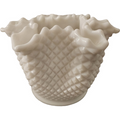 Westmoreland English Hobnail Milk Glass Round Base Crimped Bowl