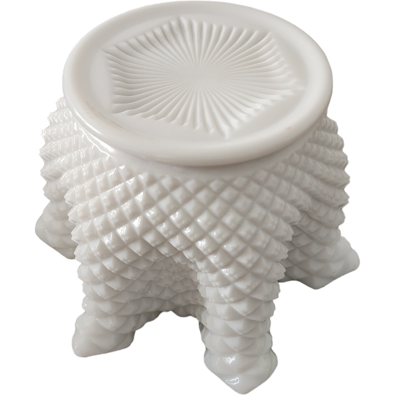 Westmoreland English Hobnail Milk Glass Round Base Crimped Bowl